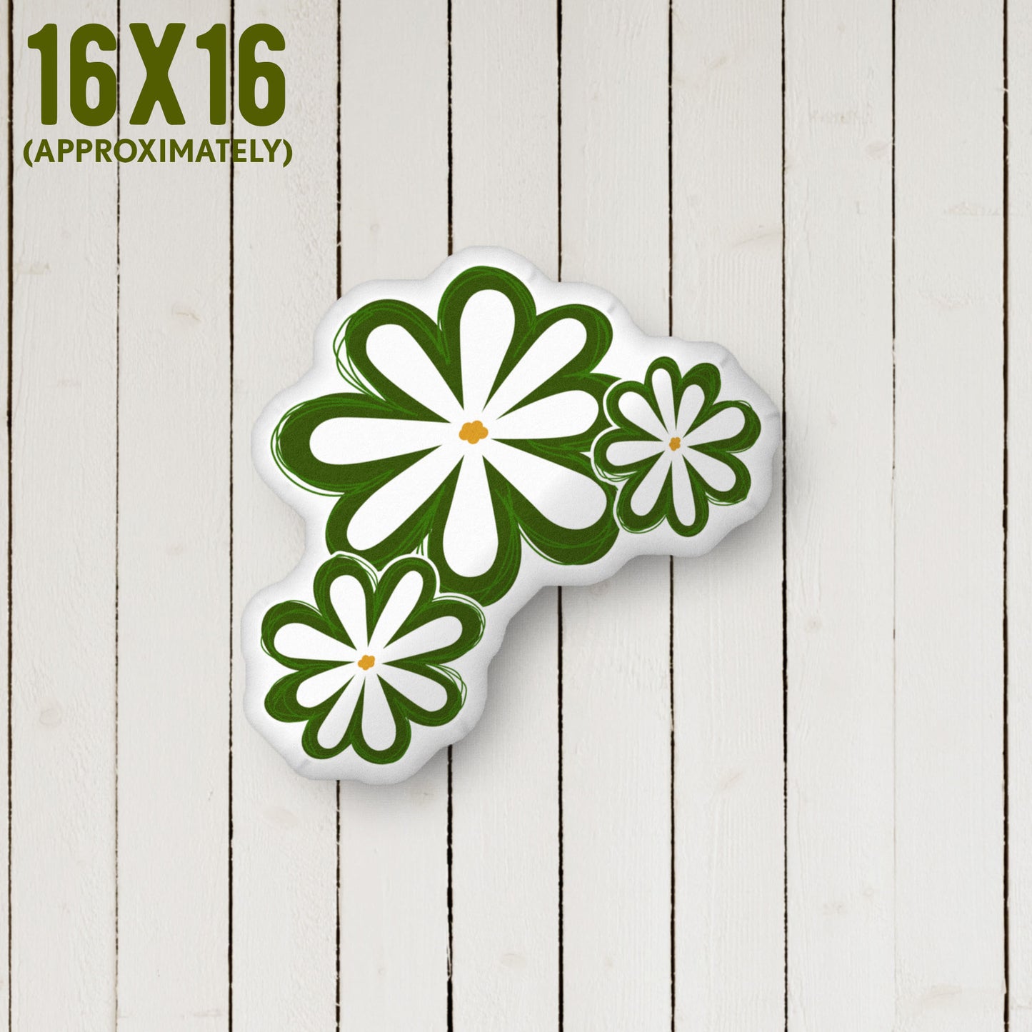 Daisy Organic-shaped Pillow | Home Decor | Plush Art Throw Pillow | Medium 16x16 Approximately