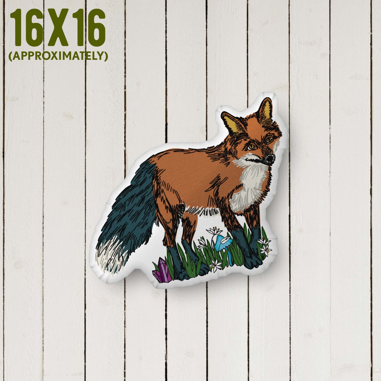 Fox Shaped Pillow | Rococo Style | Outdoorsy Girl Gift | Bow Charm | Home Decor Throw Pillow | Apartment Decor | Vintage Elegance | Medium 16 x 16 inches approximately