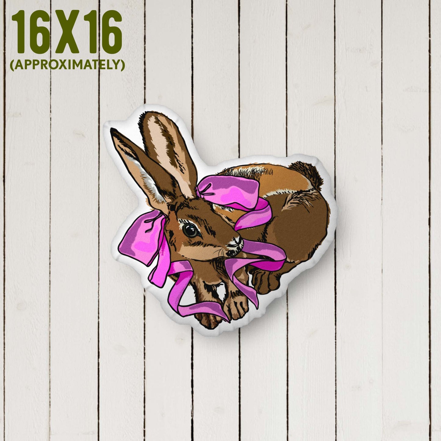 Lucky Rabbit Shaped Pillow | Rococo Style | Outdoorsy Girl Gift | Bow Charm | Home Decor Throw Pillow | Apartment Decor | Vintage Elegance | Medium 16 x 16 inches approximately