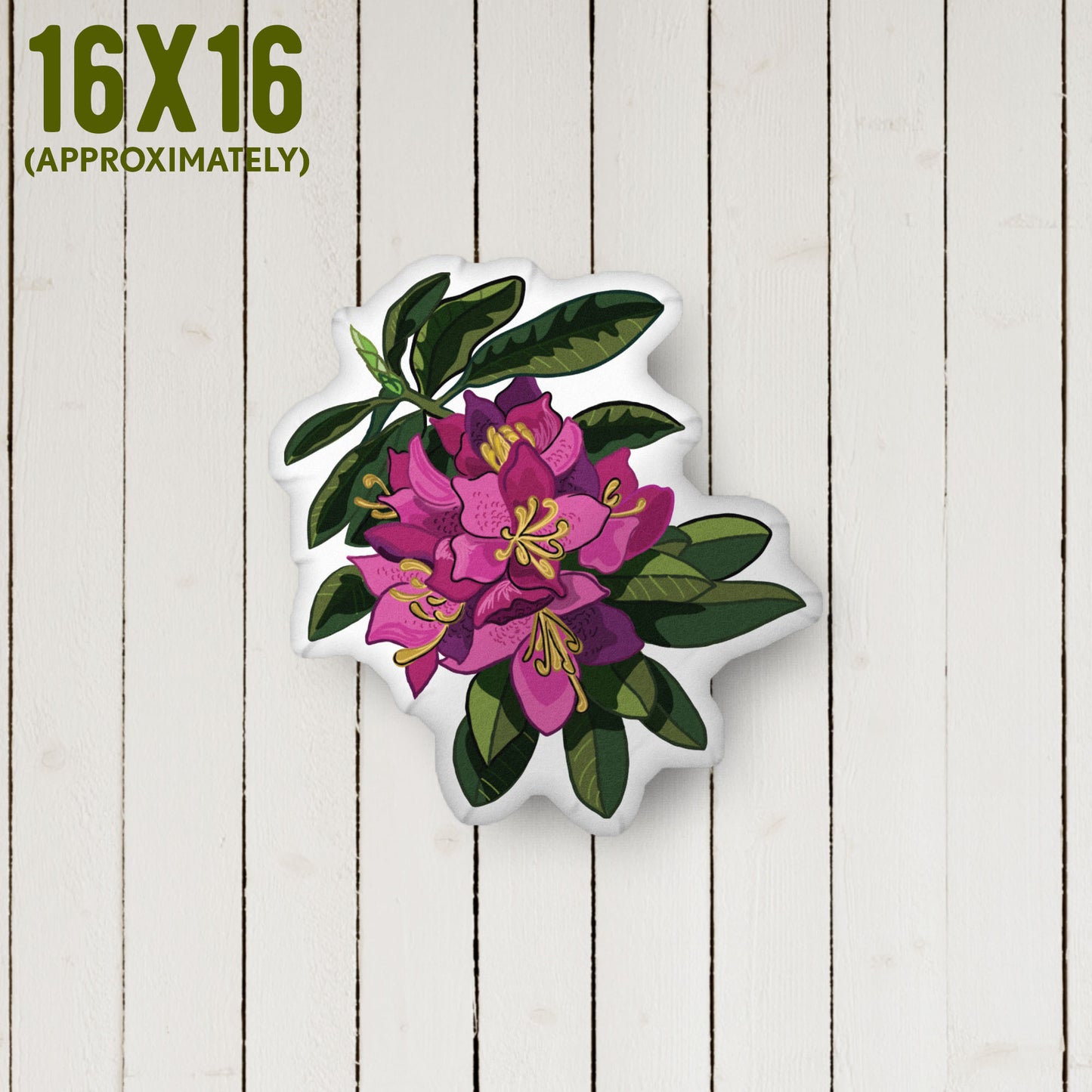 Rhododendron Flower-Shaped Pillow | Rococo Style | Outdoorsy Girl Gift | Bow Charm | Home Decor Throw Pillow | Apartment Decor | Vintage Elegance | Medium 16 x 16 inches approximately