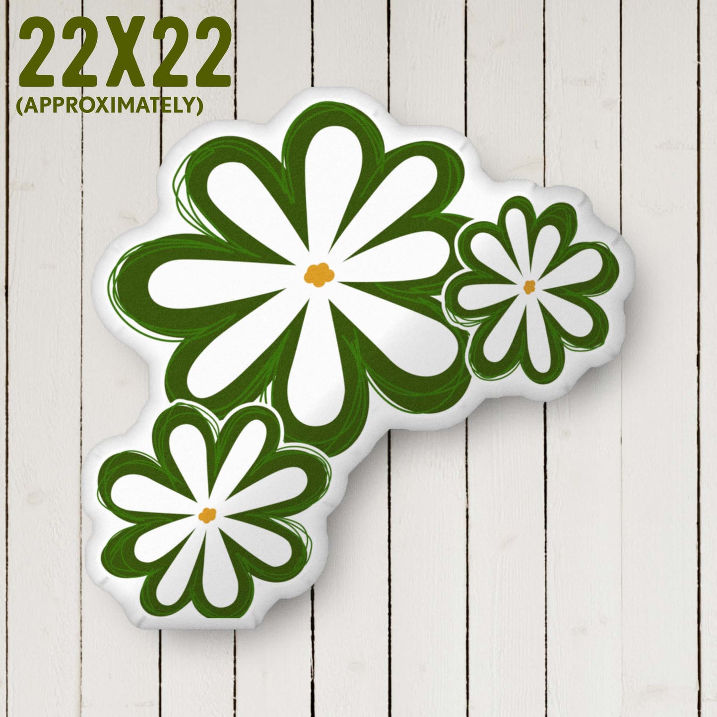 Daisy Organic-shaped Pillow | Home Decor | Plush Art Throw Pillow | Large 22x22 Approximately