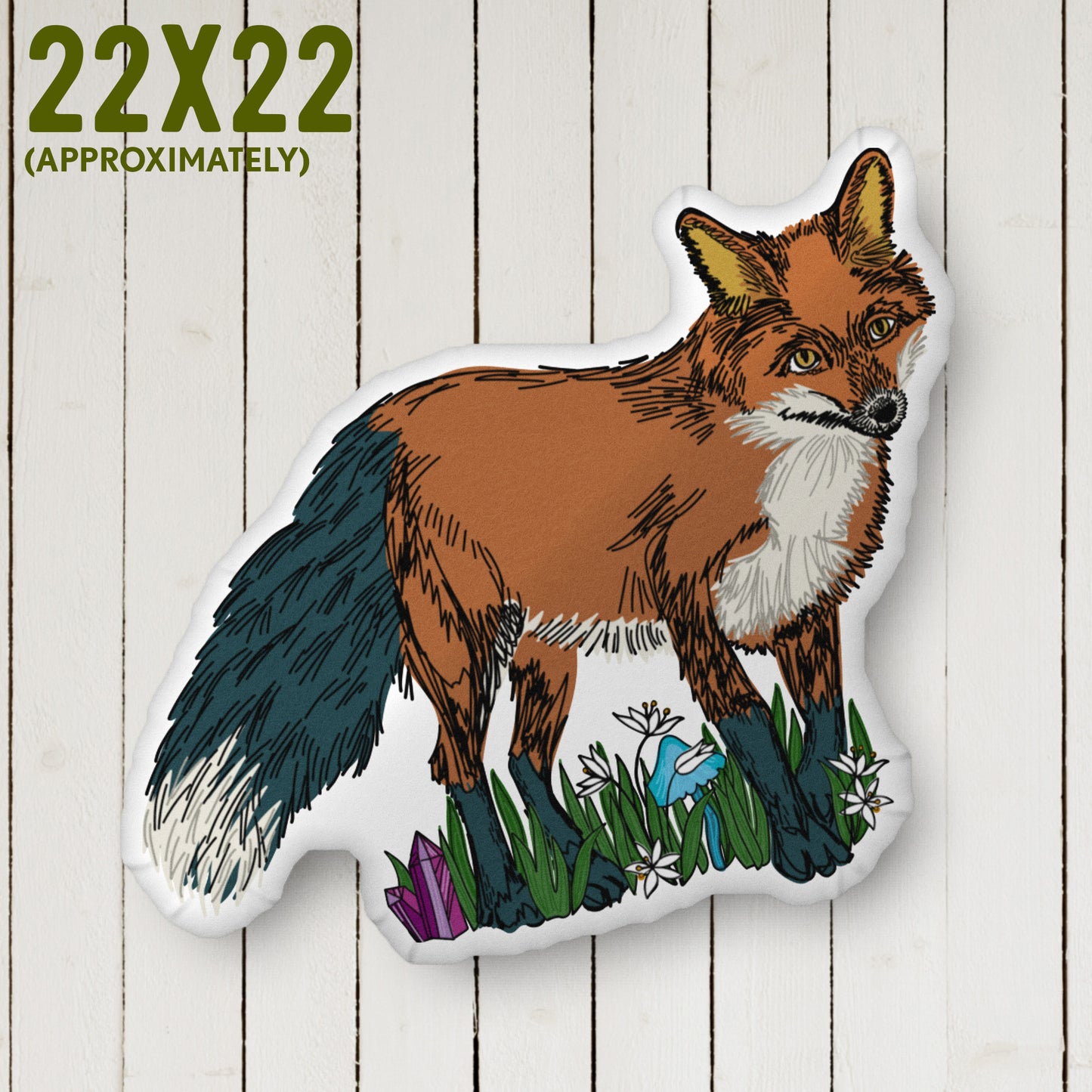 Fox Shaped Pillow | Rococo Style | Outdoorsy Girl Gift | Bow Charm | Home Decor Throw Pillow | Apartment Decor | Vintage Elegance| Large 22 x 22 inches approximately