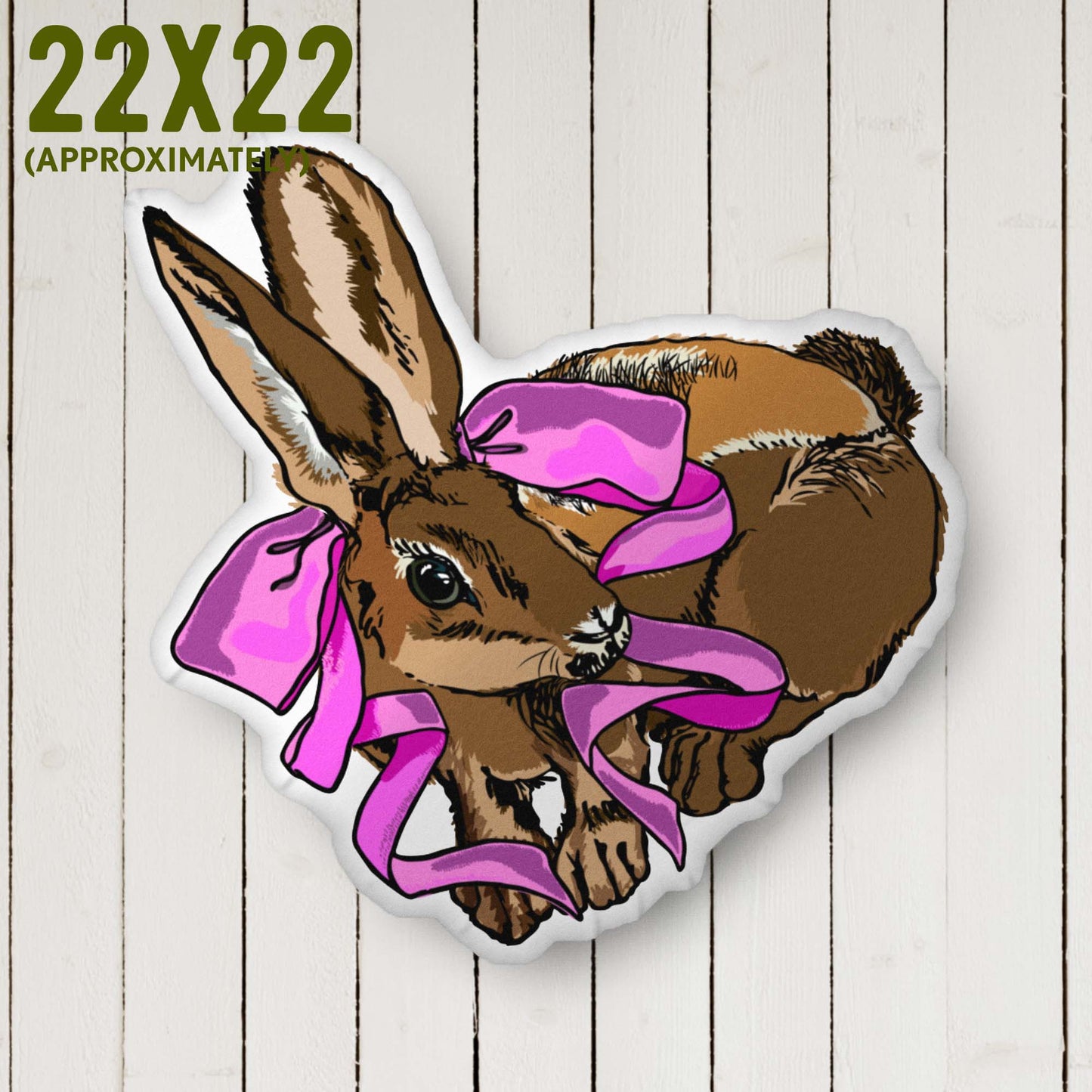 Lucky Rabbit Shaped Pillow | Rococo Style | Outdoorsy Girl Gift | Bow Charm | Home Decor Throw Pillow | Apartment Decor | Vintage Elegance | Large 22 x 22 inches