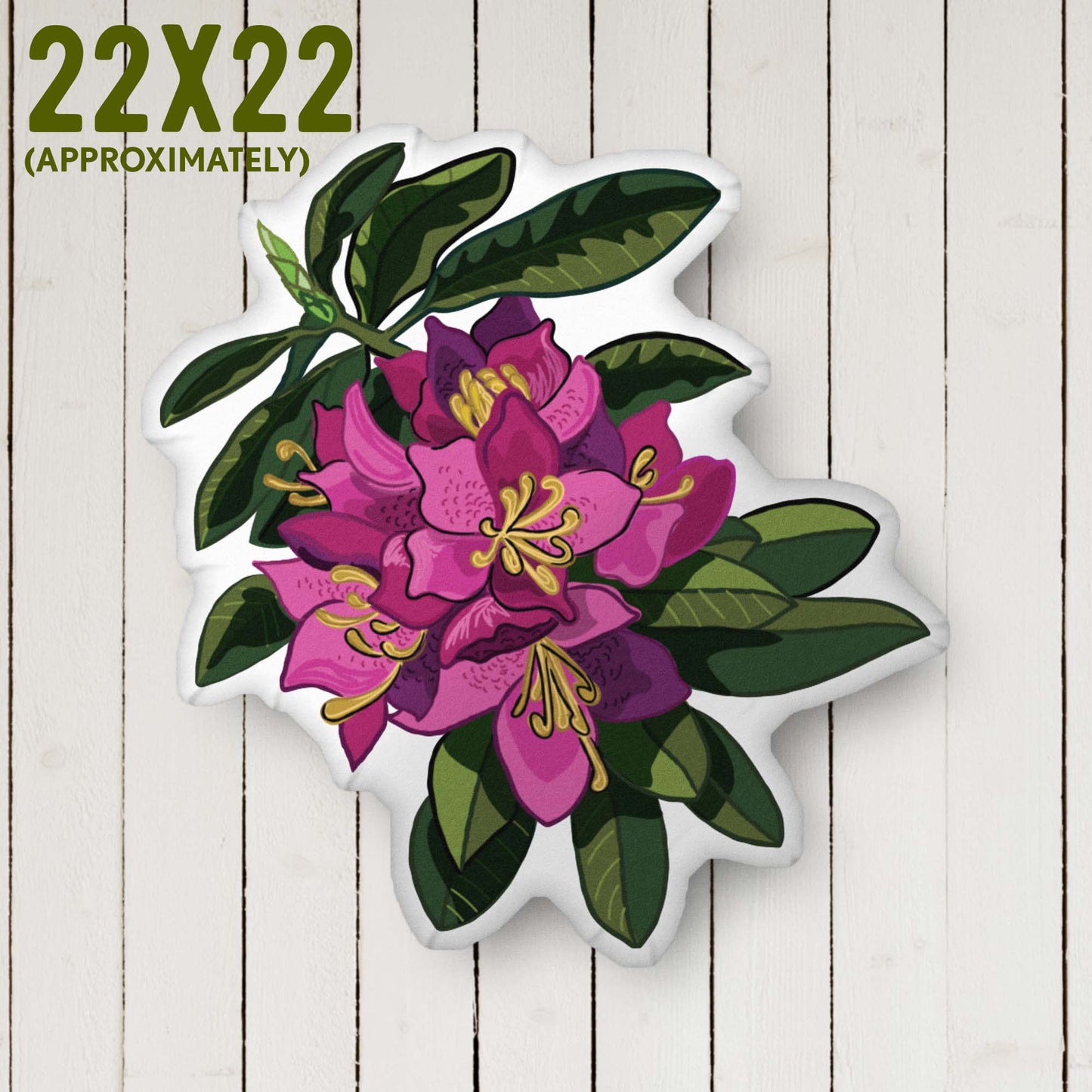 Rhododendron Flower-Shaped Pillow | Rococo Style | Outdoorsy Girl Gift | Bow Charm | Home Decor Throw Pillow | Apartment Decor | Vintage Elegance | Medium 22 x 22 inches approximately