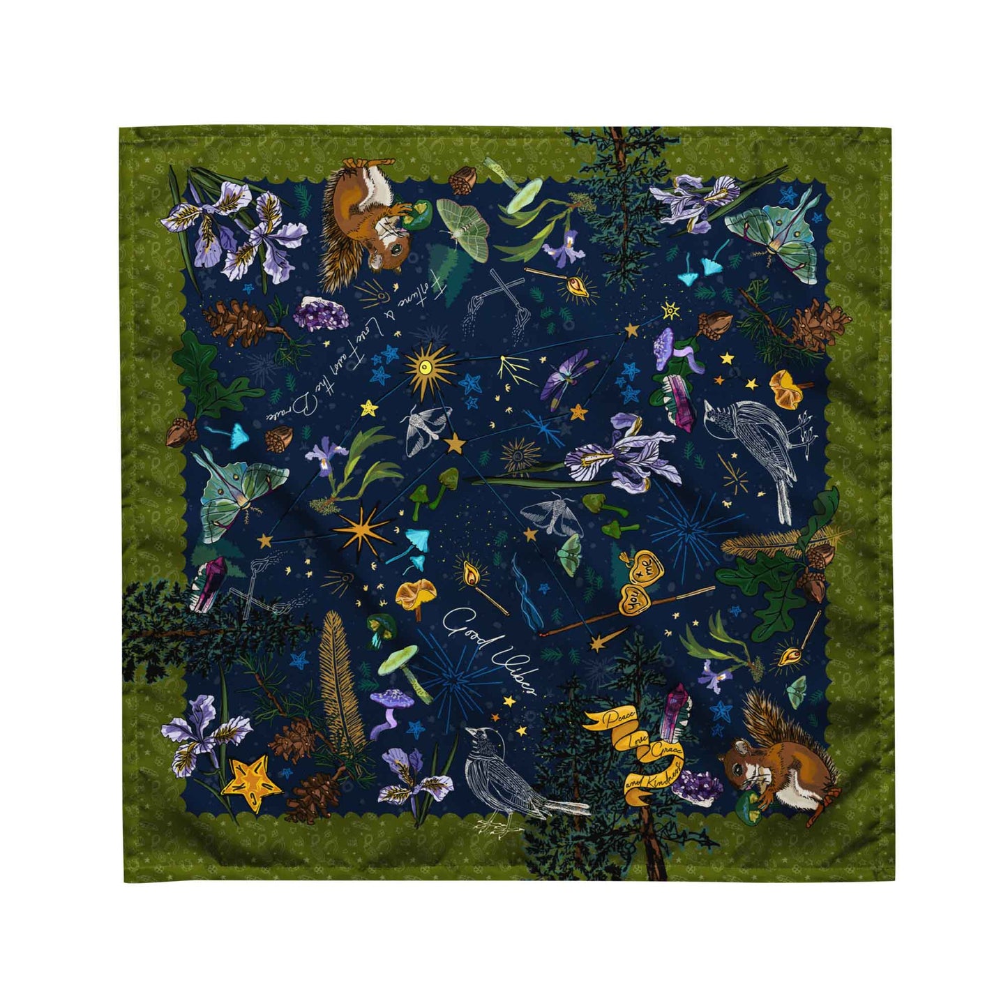 Cygnus Stars Woodland Bandana Scarf | Bandana Outfit | Head Wrap | Hiking Gear | How to Wear a Bandana | Medium Size