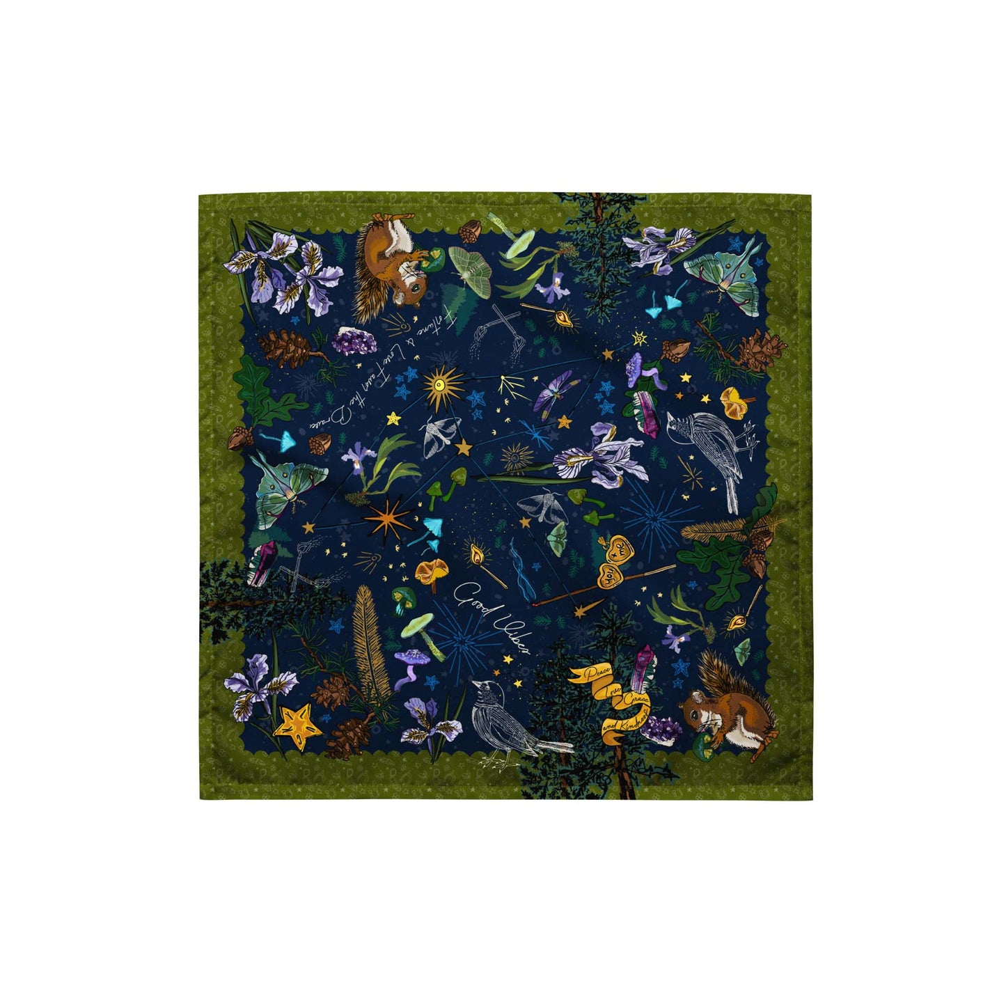 Cygnus Stars Woodland Bandana Scarf | Bandana Outfit | Head Wrap | Hiking Gear | How to Wear a Bandana | Small Size