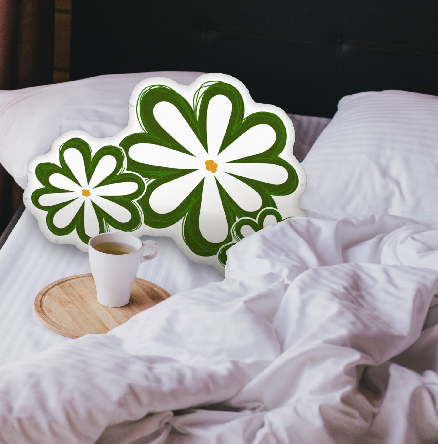 Daisy Organic-shaped Pillow | Home Decor | Plush Art Throw Pillow