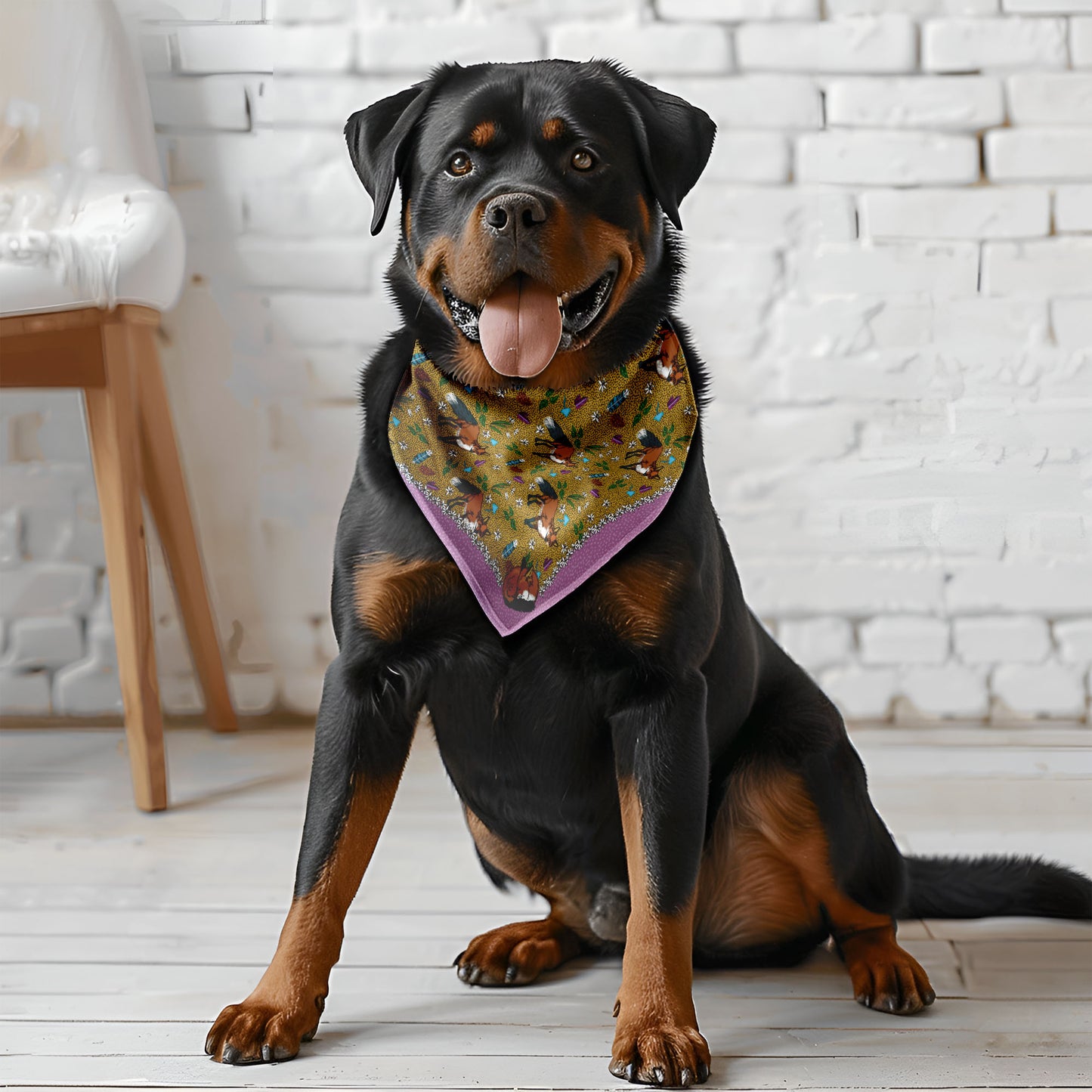 Fox bandana on a dog.