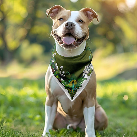 Green Mushroom bandana on a dog.