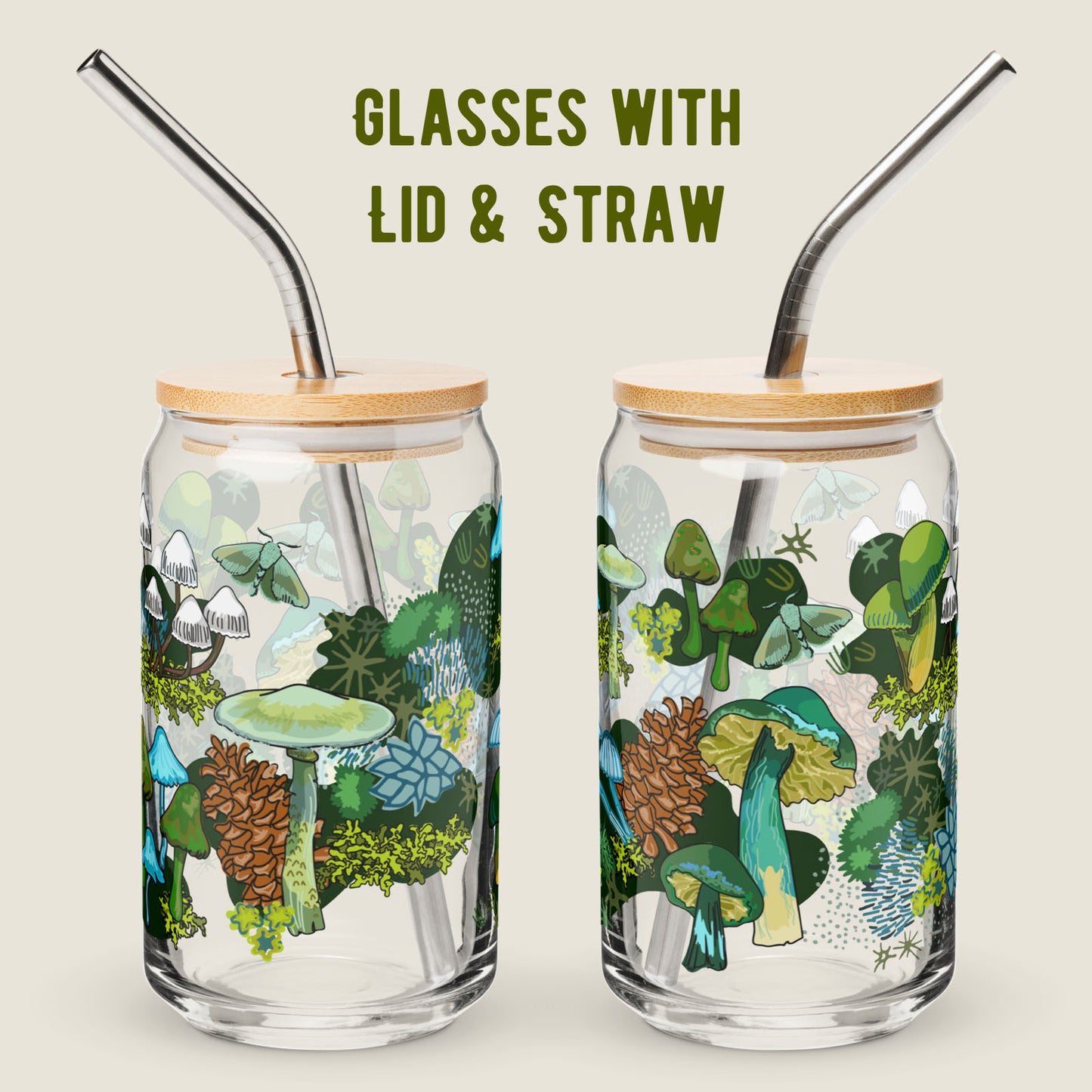 Moss & Moth Can-Shaped Glass
