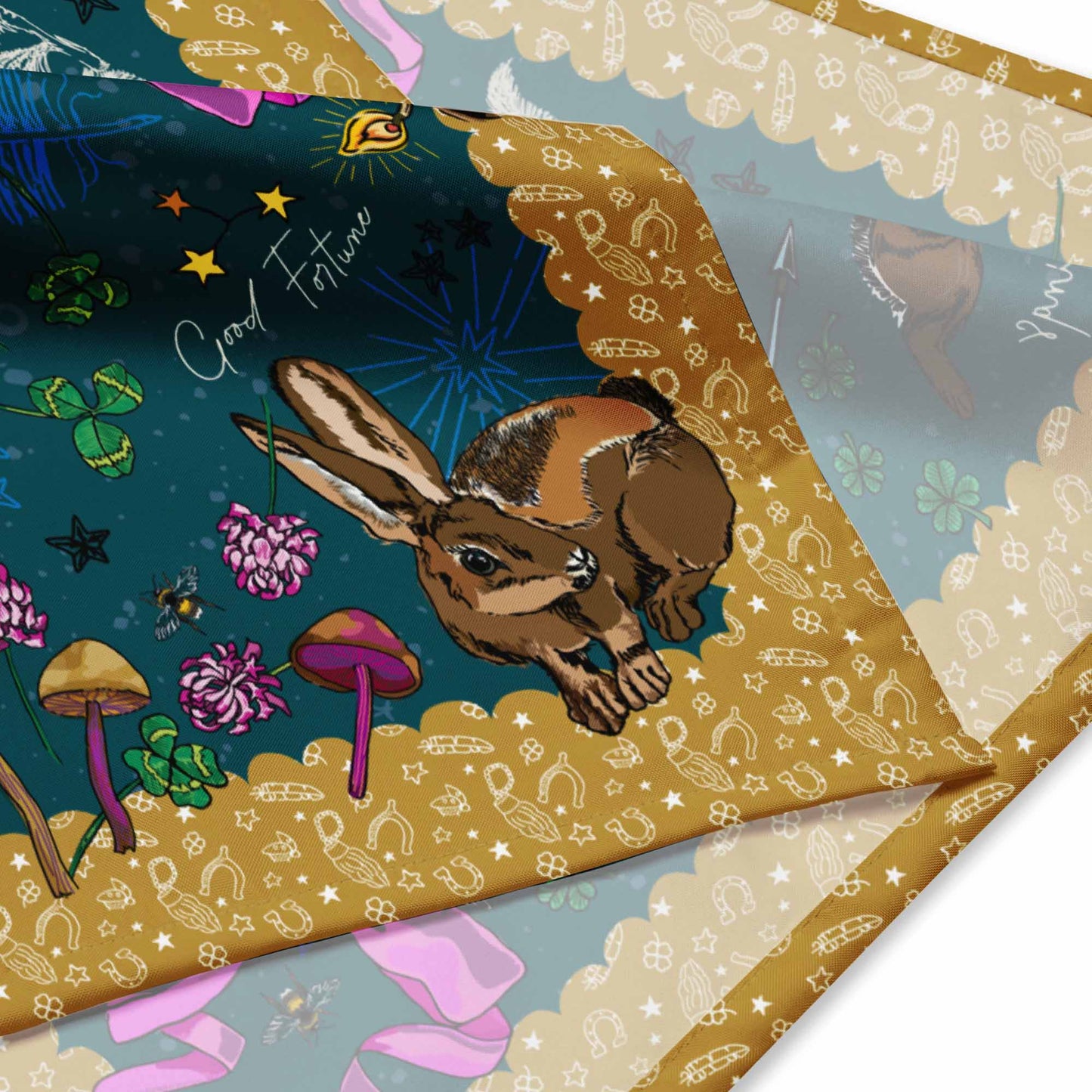 This is a close-up shot of the corner of the Orion Star bandana.