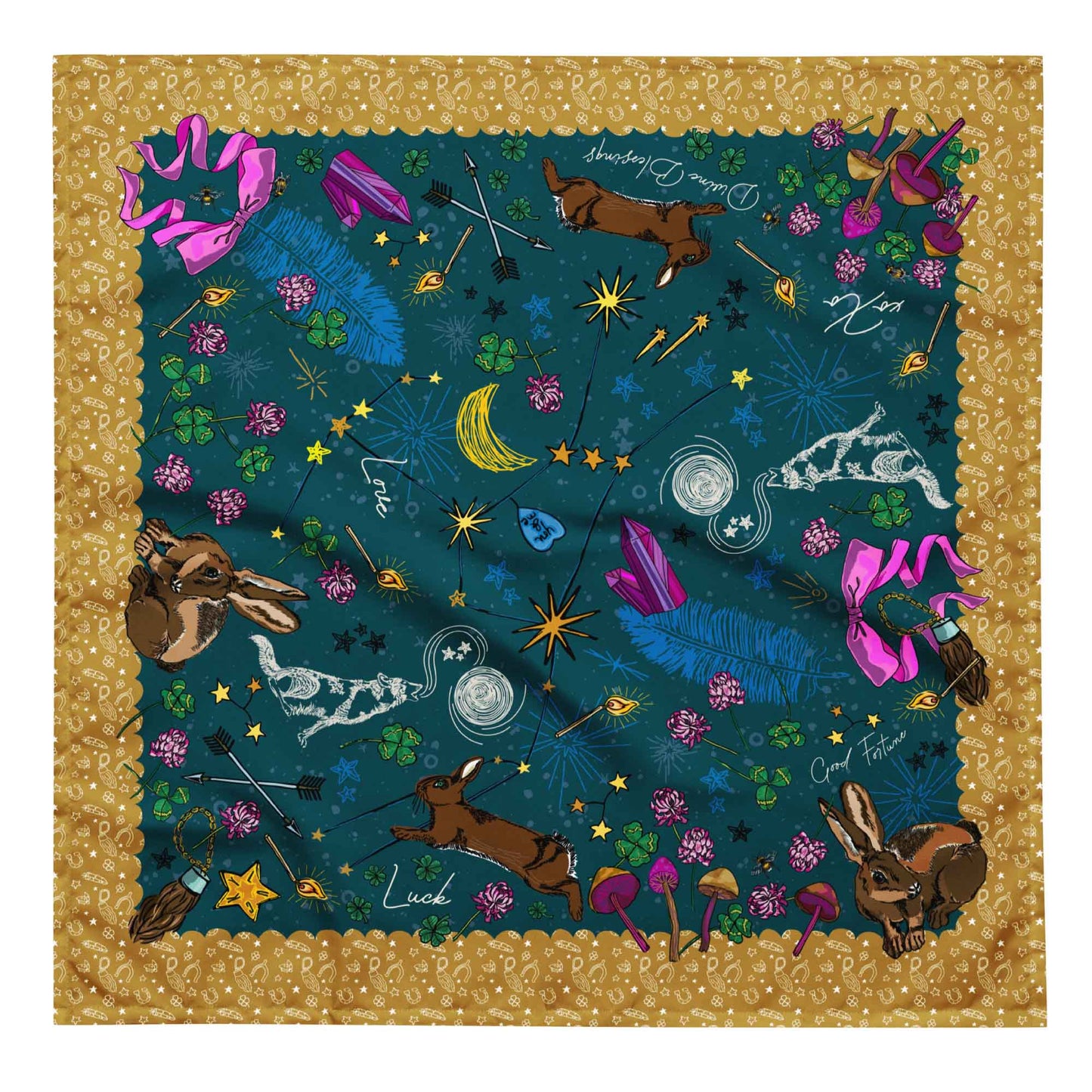 Orion Stars Rabbit Bandana Scarf | Bandana Outfit | Head Wrap | Hiking Gear | How to Wear a BandanaAll-over print bandana | Larger Size