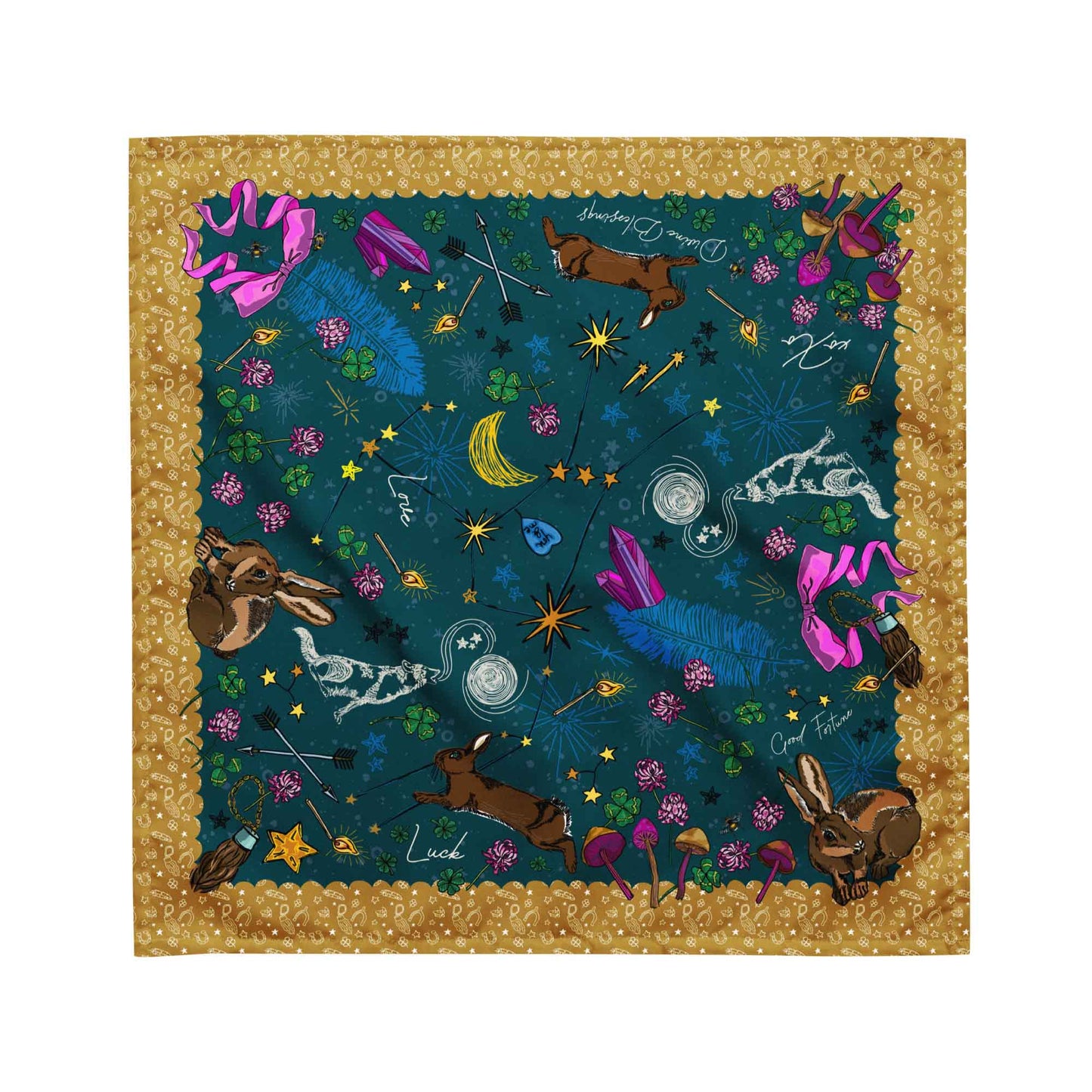 Orion Stars Rabbit Bandana Scarf | Bandana Outfit | Head Wrap | Hiking Gear | How to Wear a BandanaAll-over print bandana | Medium Size