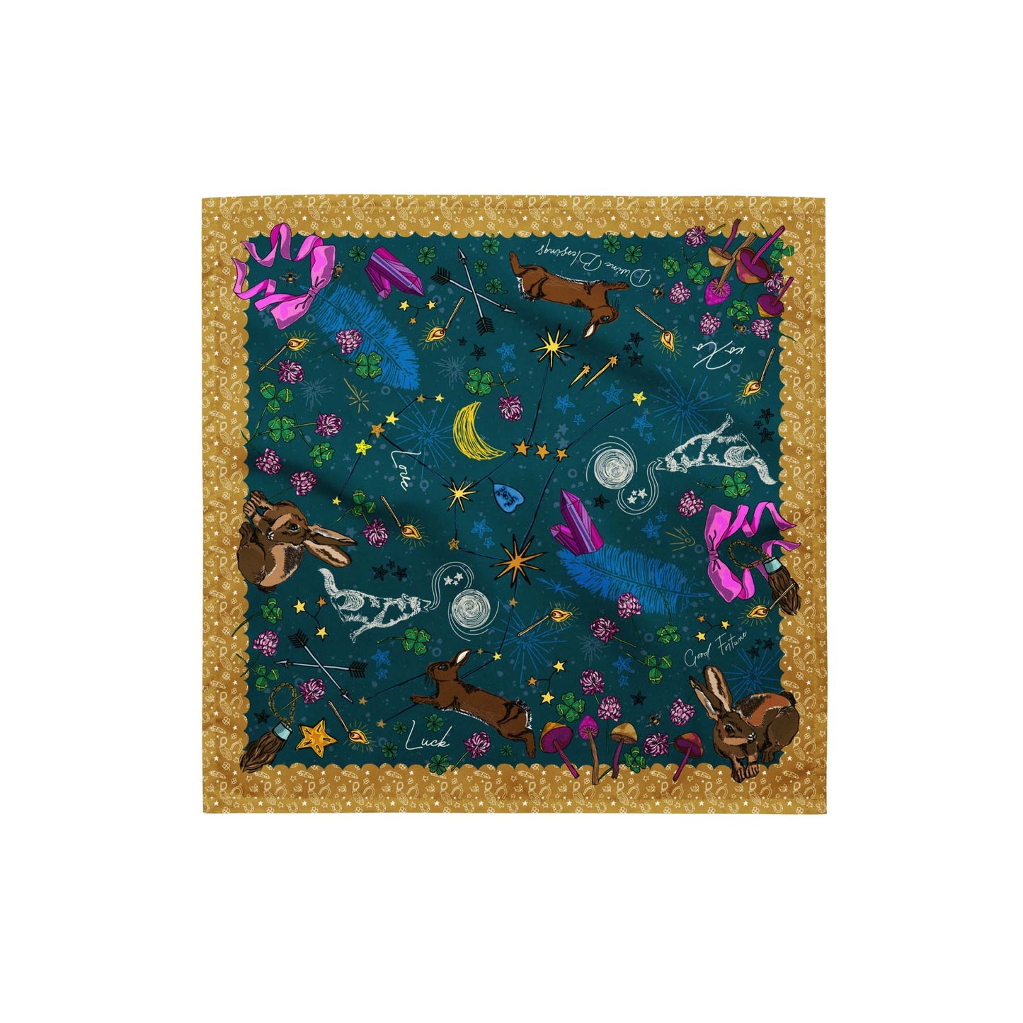Orion Stars Rabbit Bandana Scarf | Bandana Outfit | Head Wrap | Hiking Gear | How to Wear a BandanaAll-over print bandana | Small Size