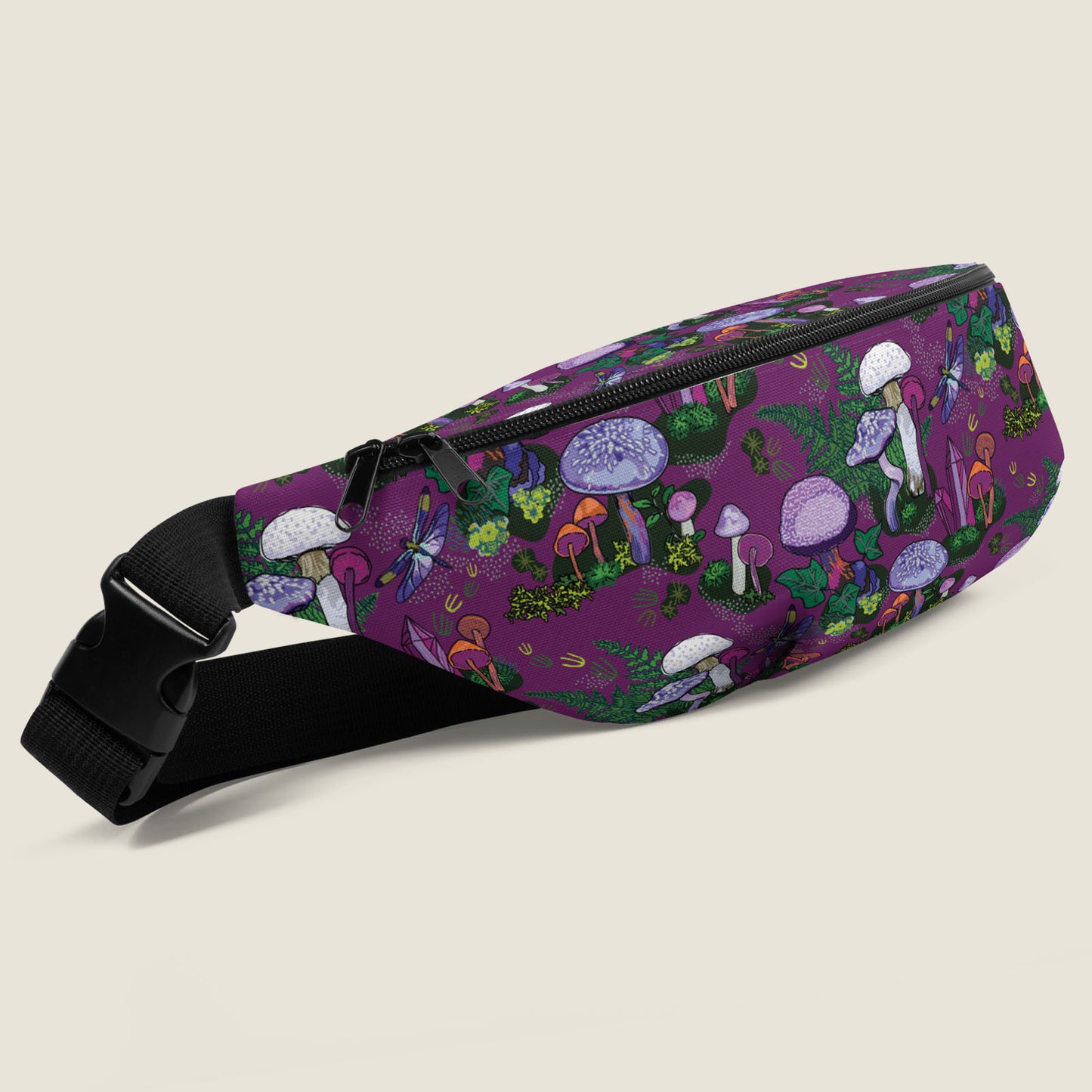 3/4 view of the purple mushroom hip pack.