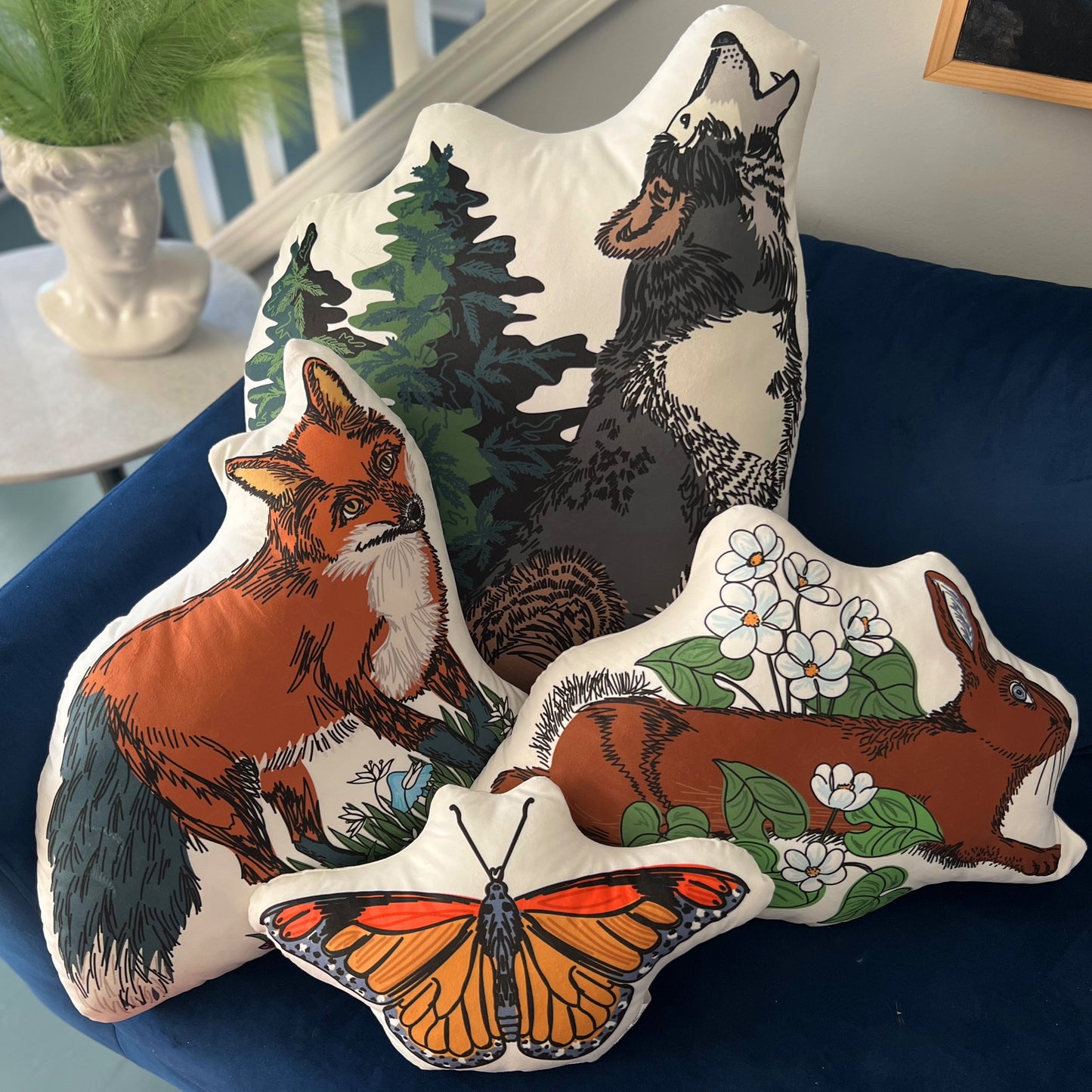 This is a picture of the woodland animal pillow collection.