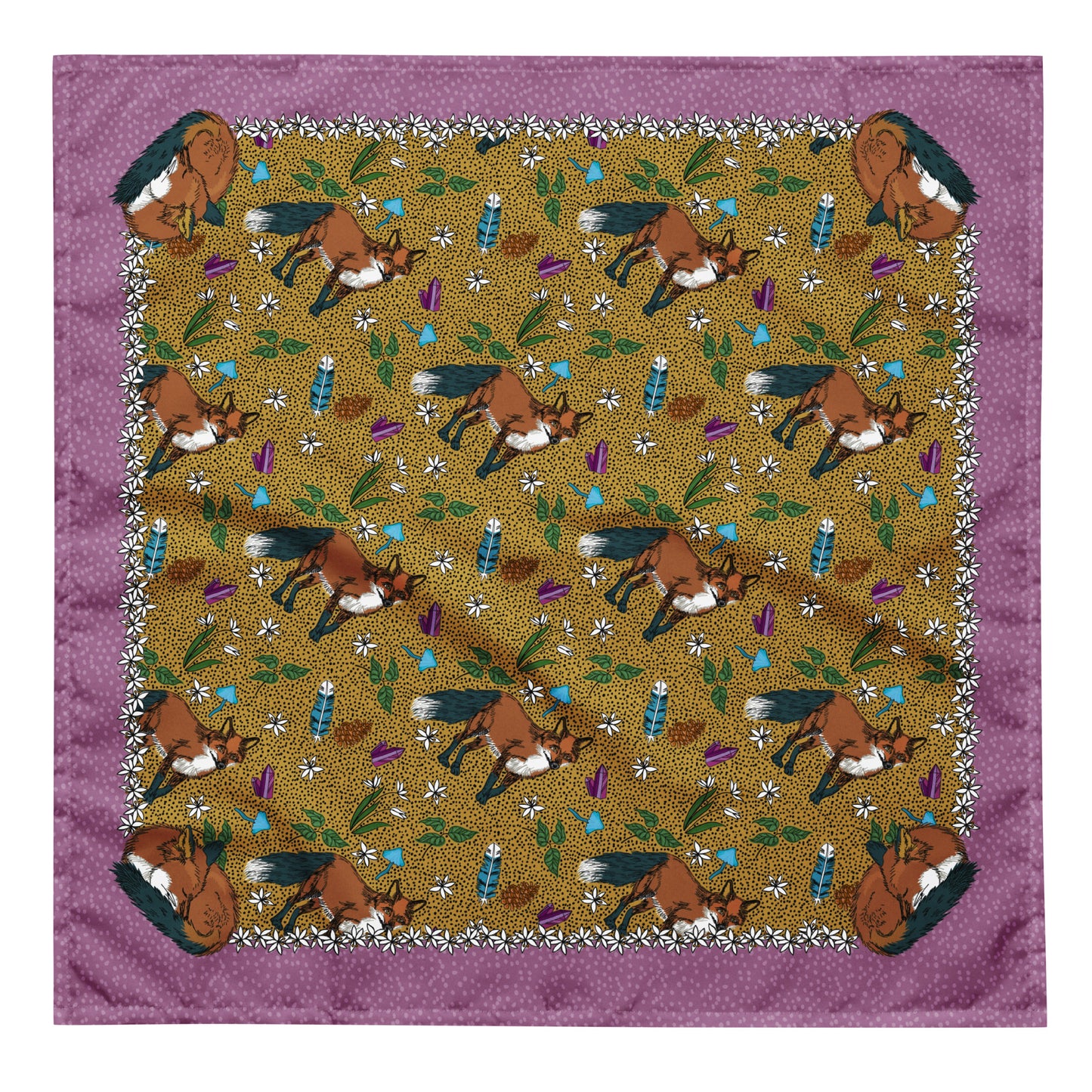 Fox & Flowers Eco-Friendly Bandana | Head Scarf | Eco-friendly Recycled Material | SPF Protection