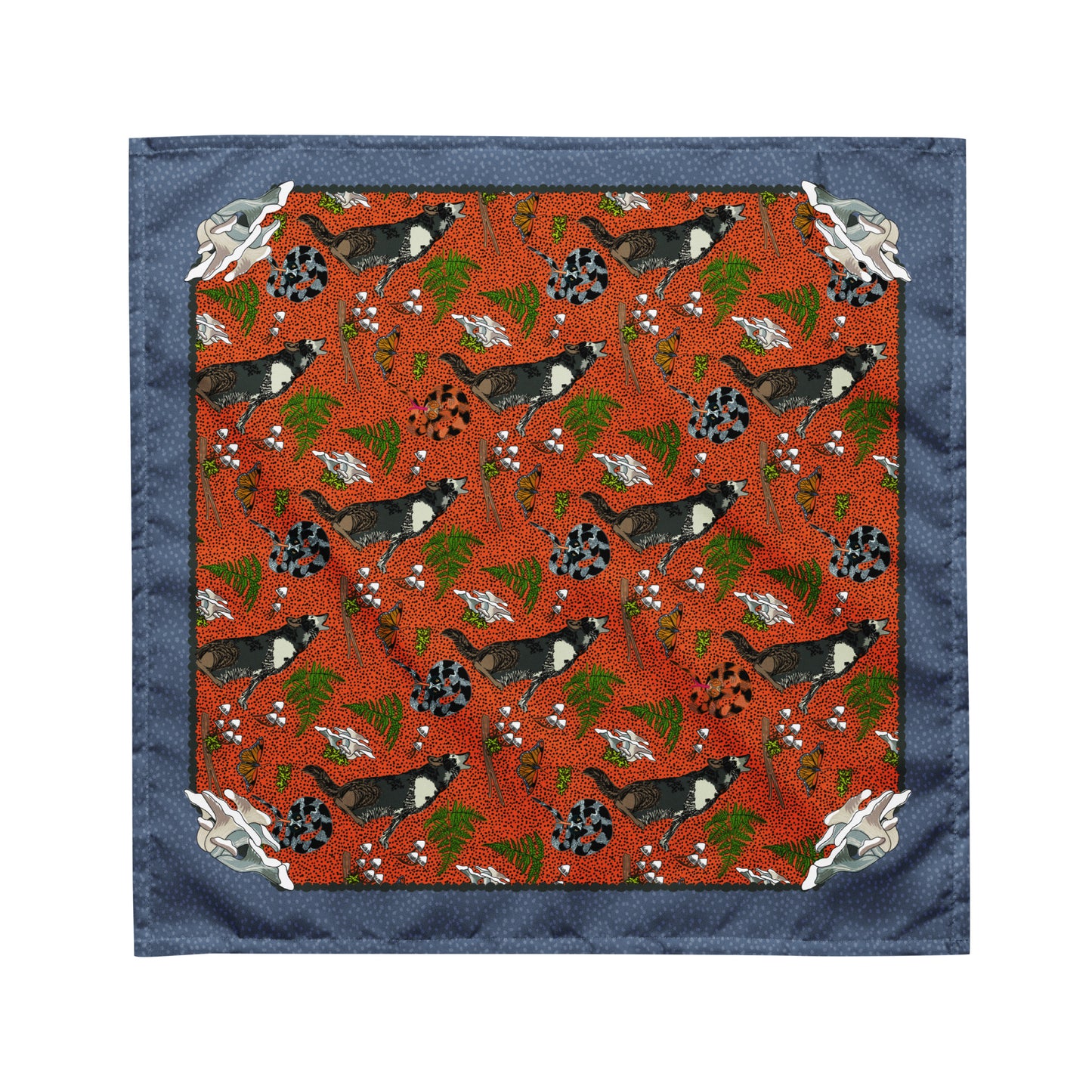 Wolf, Snake, & Mushrooms Bandana Scarf | Bandana Outfit | Head Wrap | Eco-friendly Recycled Material | Hiking Gear | How to Wear a Bandana