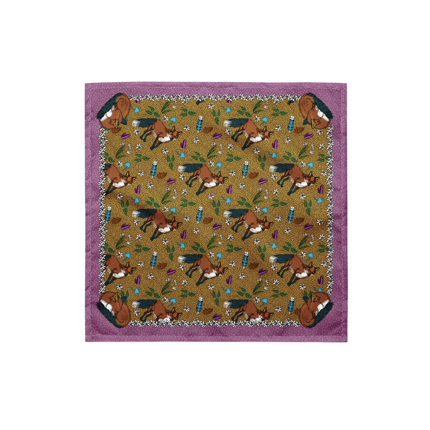 Fox & Flowers Eco-Friendly Bandana | Head Scarf | Eco-friendly Recycled Material | SPF Protection