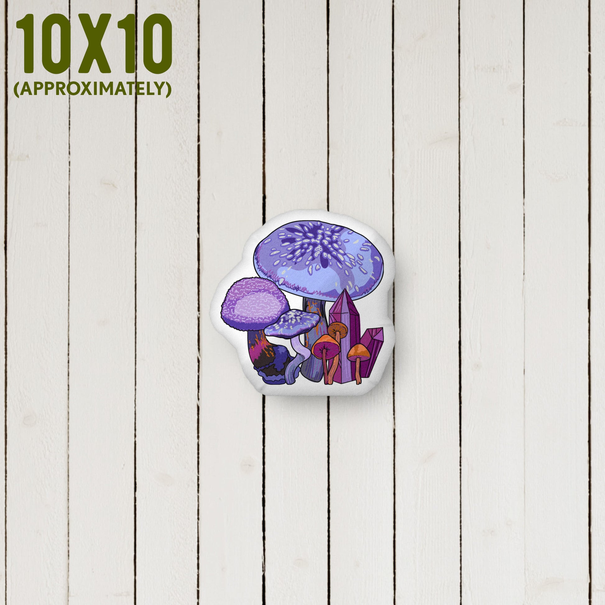 Purple Mushroom Organic-shaped Pillow | Home Decor | Plush Art Throw Pillow - Small 10 x 10 inches approximately