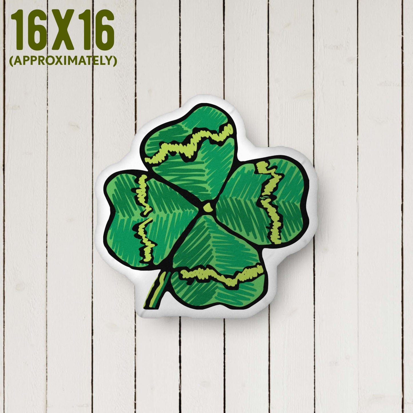 Lucky Four-leaf Clover Shaped Pillow | Rococo | Outdoorsy Girl Gift | Charms | Home Decor Throw Pillow | Apartment Decor | Vintage Elegance | Small 16 x 16 inches