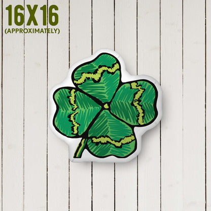 Lucky Four-leaf Clover Shaped Pillow | Rococo | Outdoorsy Girl Gift | Charms | Home Decor Throw Pillow | Apartment Decor | Vintage Elegance | Small 16 x 16 inches