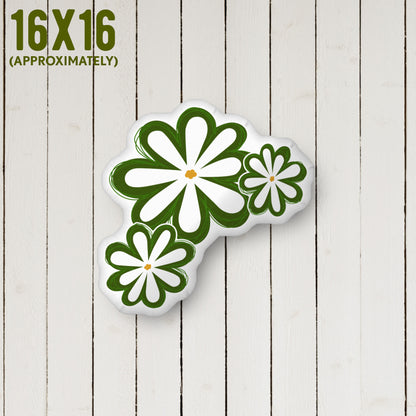 Daisy Organic-shaped Pillow | Home Decor | Plush Art Throw Pillow | Medium 16x16 Approximately