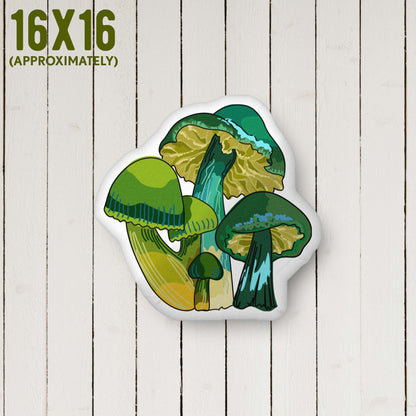 Small Size Green Mushroom Organic-shaped Pillow | Home Decor | Plush Art Throw Pillow | Medium 16 x 16 inches approximately