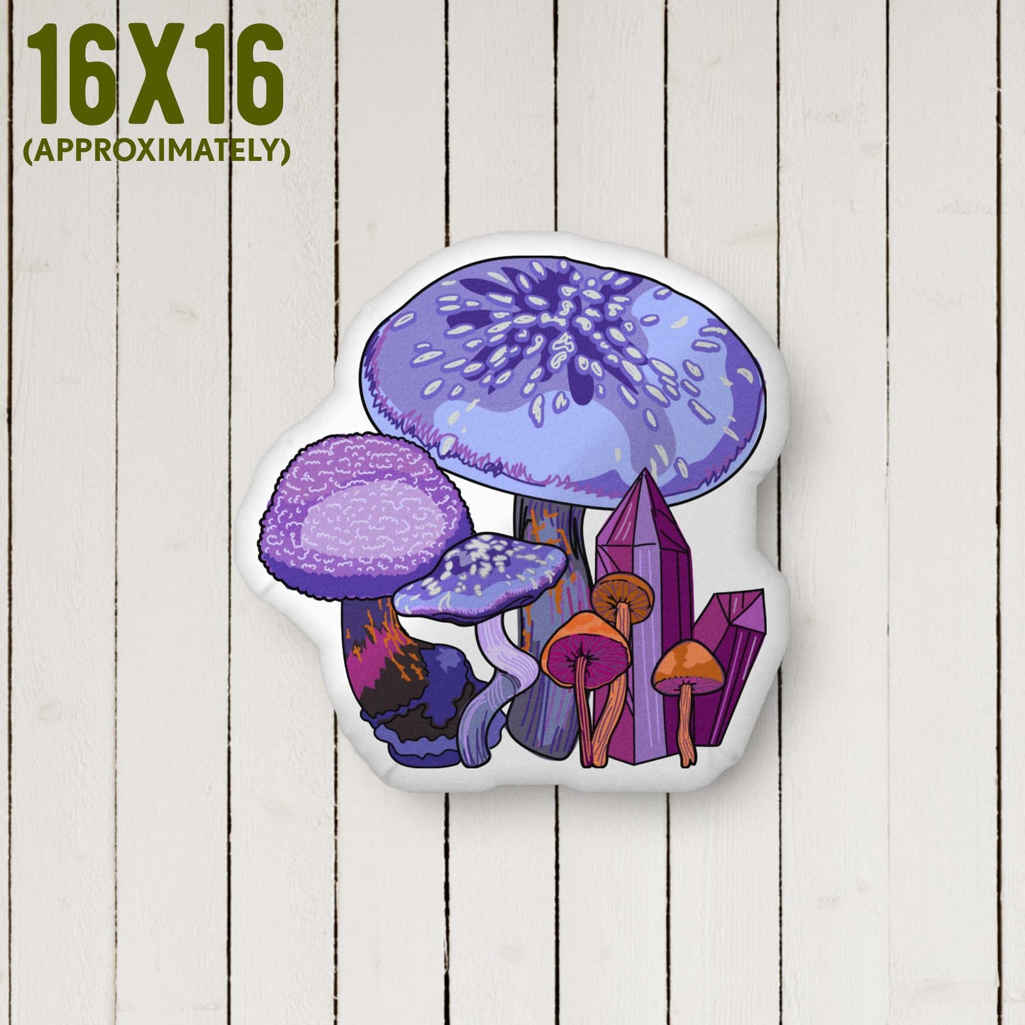 Purple Mushroom Organic-shaped Pillow | Home Decor | Plush Art Throw Pillow - Medium 16 x 16 inches approximately