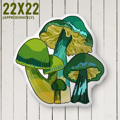 Green Mushroom Organic-shaped Pillow | Home Decor | Plush Art Throw Pillow |  Large 22 x 22 inches approximately