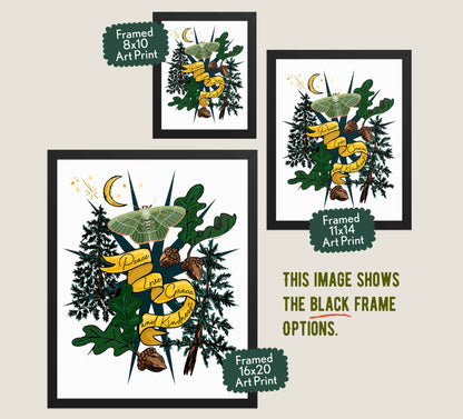 This image shows the three available sizes, which are 8x10, 11x14, and 16x20. This image shows them all in black wood frames.