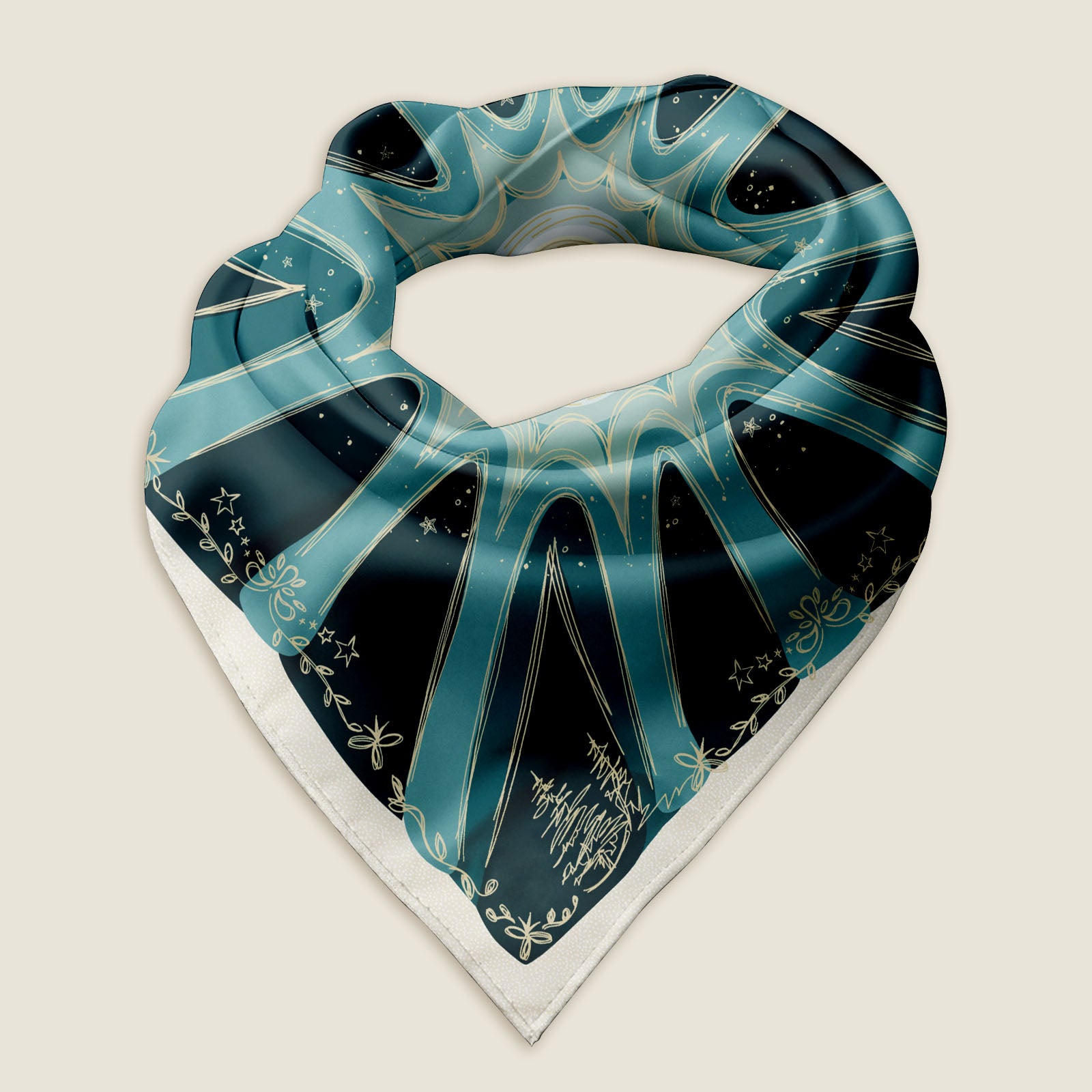 The Blue Moon bandana on an ivory background.