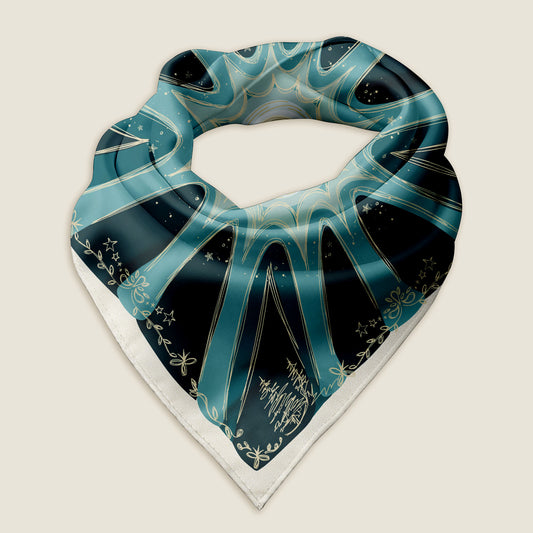 The Blue Moon bandana on an ivory background.