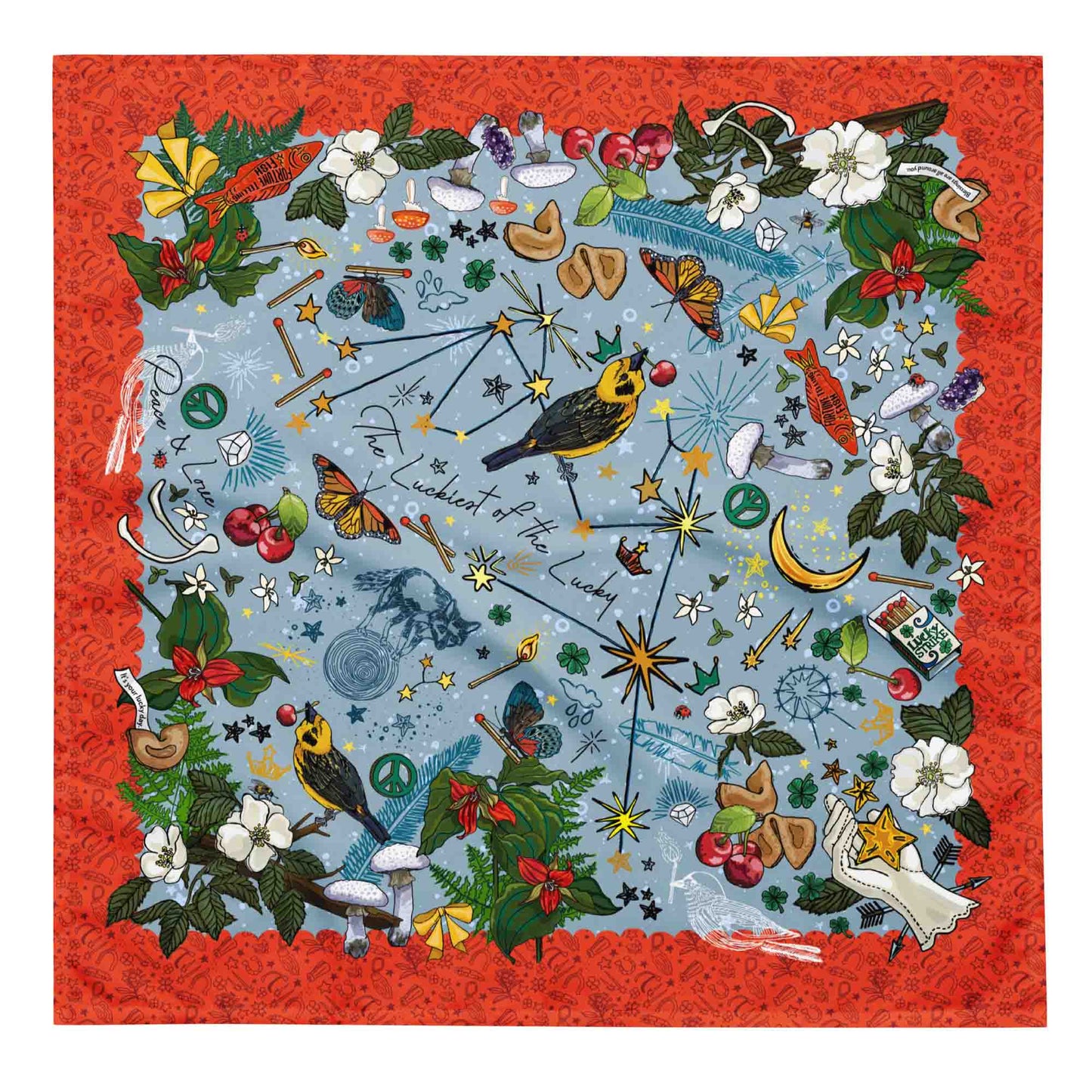 All-over print bandana | Aquarius Stars Bird Bandana Scarf | Bandana Outfit | Head Wrap | Hiking Gear | How to Wear a Bandana | Large Size