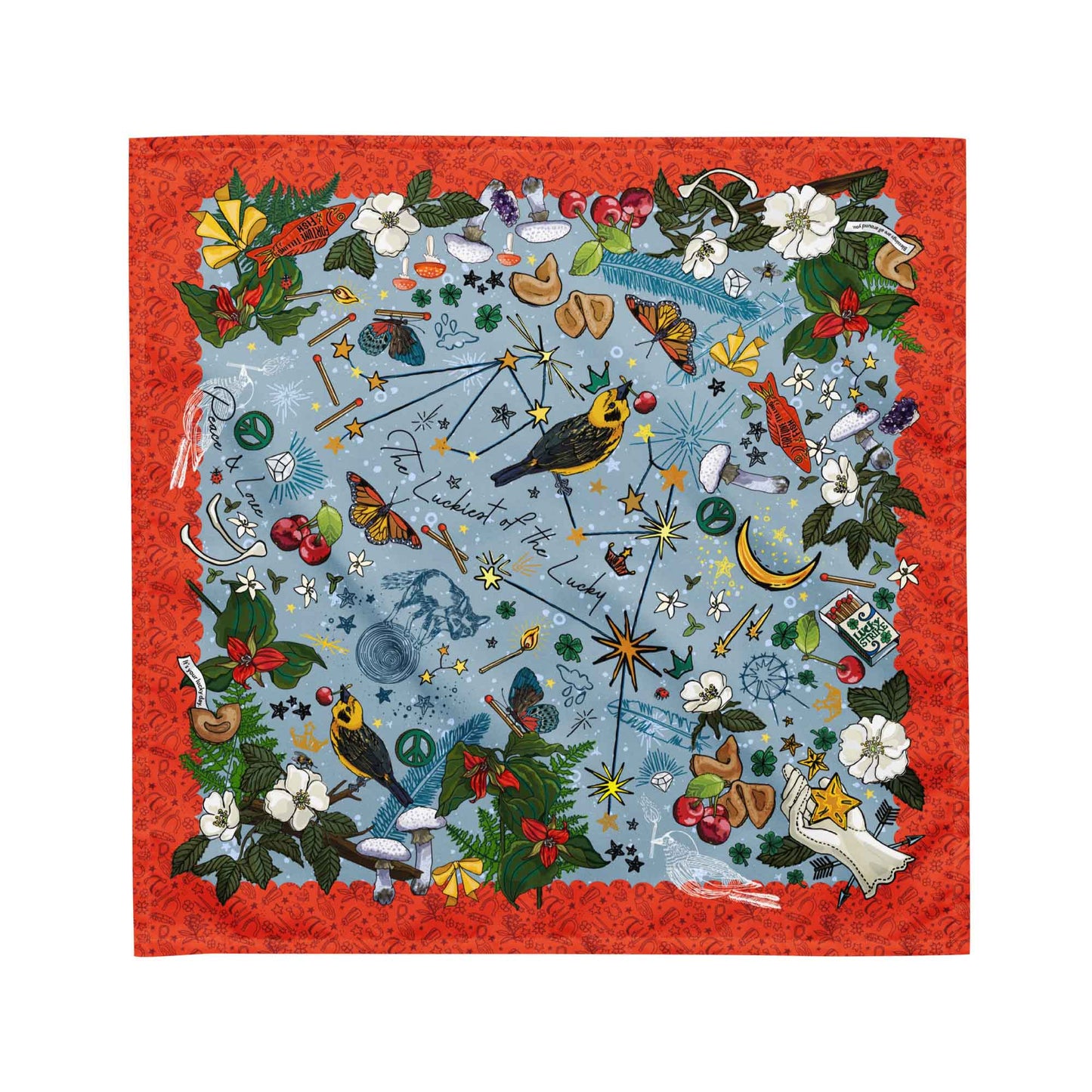 All-over print bandana | Aquarius Stars Bird Bandana Scarf | Bandana Outfit | Head Wrap | Hiking Gear | How to Wear a Bandana | Medium Size