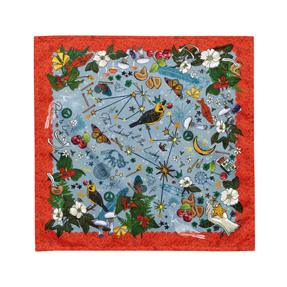All-over print bandana | Aquarius Stars Bird Bandana Scarf | Bandana Outfit | Head Wrap | Hiking Gear | How to Wear a Bandana | Medium Size