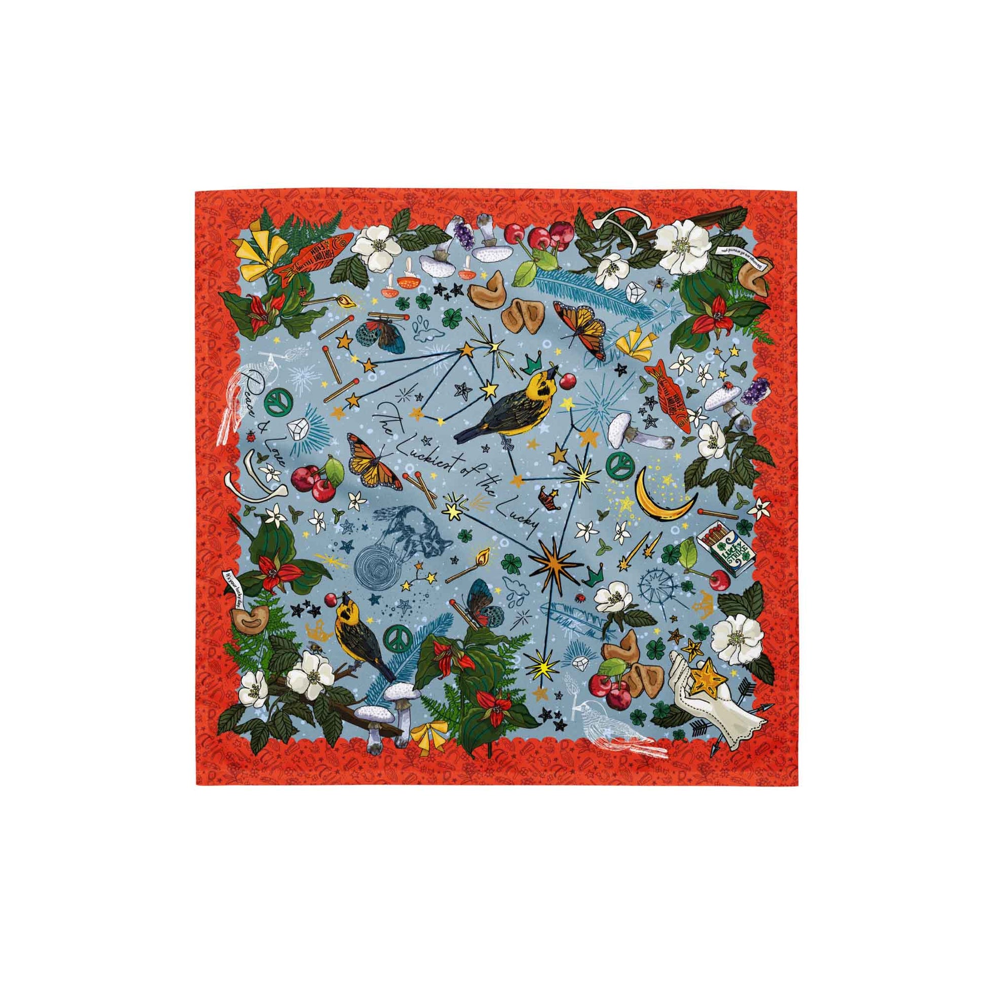 All-over print bandana | Aquarius Stars Bird Bandana Scarf | Bandana Outfit | Head Wrap | Hiking Gear | How to Wear a Bandana | Small Size