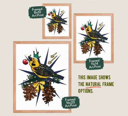 This image shows the three available sizes, which are 8x10, 11x14, and 16x20. This image shows them all in natural wood frames.