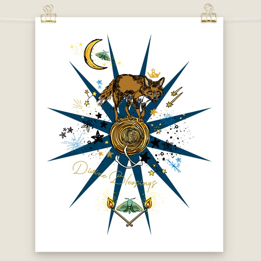 Divine Blessings Celestial Fox – Wander Wall Art Print
