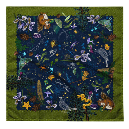 Cygnus Stars Woodland Bandana Scarf | Bandana Outfit | Head Wrap | Hiking Gear | How to Wear a Bandana | Large Size