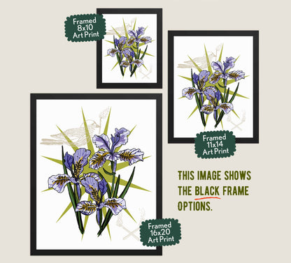 This image shows the three available sizes, which are 8x10, 11x14, and 16x20. This image shows them all in black wood frames.