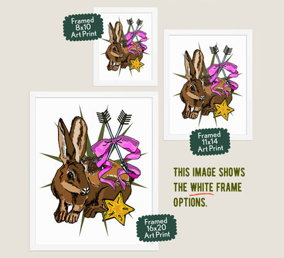 This image shows the three available sizes, which are 8x10, 11x14, and 16x20. This image shows them all in white wood frames.