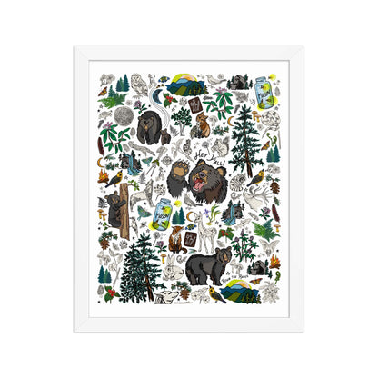 Mountain Hikes Art Print | Framed Art Poster | Apartment Wall Decor | Gallery Wall Home Decor | White Wood Frame | 11x14