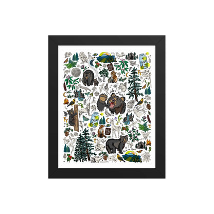 Mountain Hikes Art Print | Framed Art Poster | Apartment Wall Decor | Gallery Wall Home Decor | Black Wood Frame | 8x10