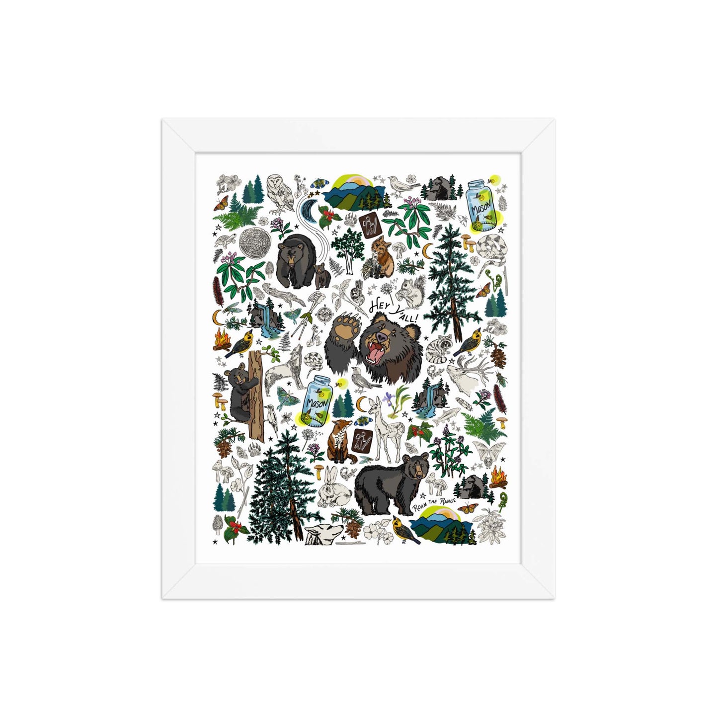 Mountain Hikes Art Print | Framed Art Poster | Apartment Wall Decor | Gallery Wall Home Decor | White Wood Frame | 8x10