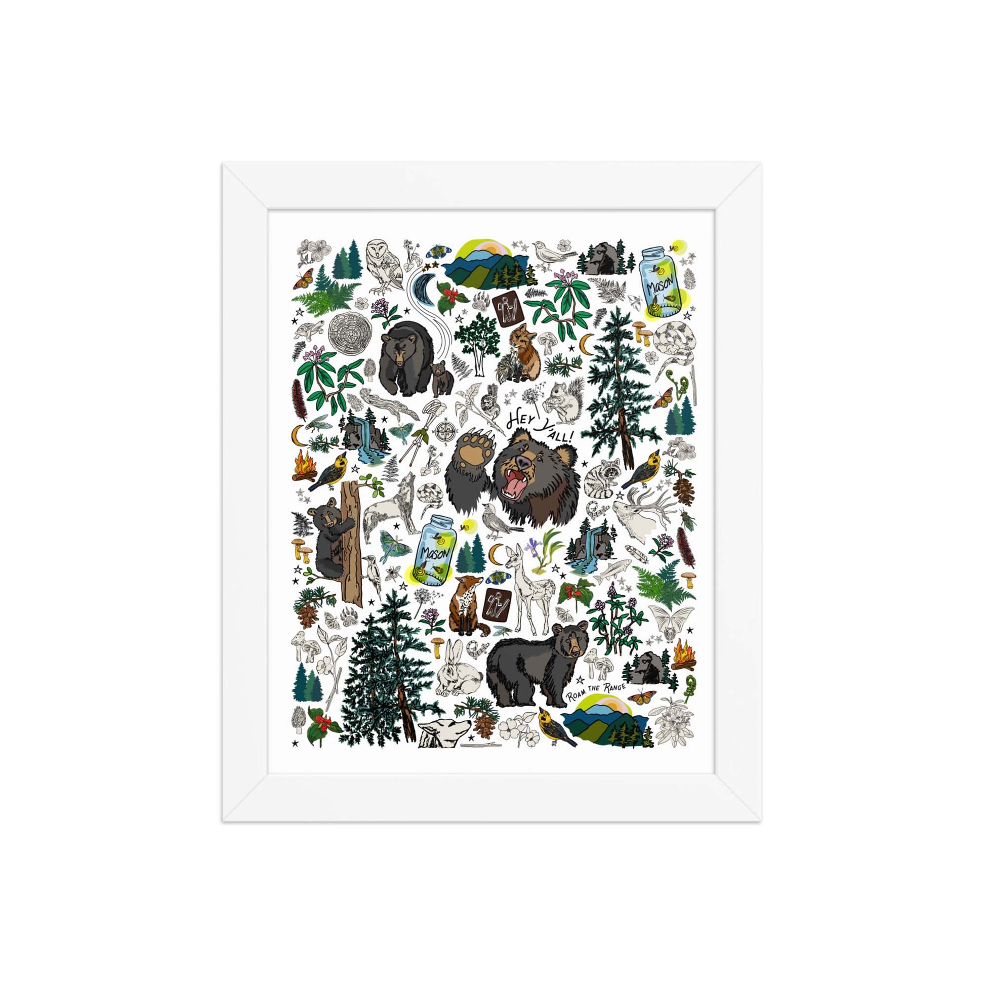 Mountain Hikes Art Print | Framed Art Poster | Apartment Wall Decor | Gallery Wall Home Decor | White Wood Frame | 8x10