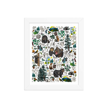 Mountain Hikes Art Print | Framed Art Poster | Apartment Wall Decor | Gallery Wall Home Decor | White Wood Frame | 8x10