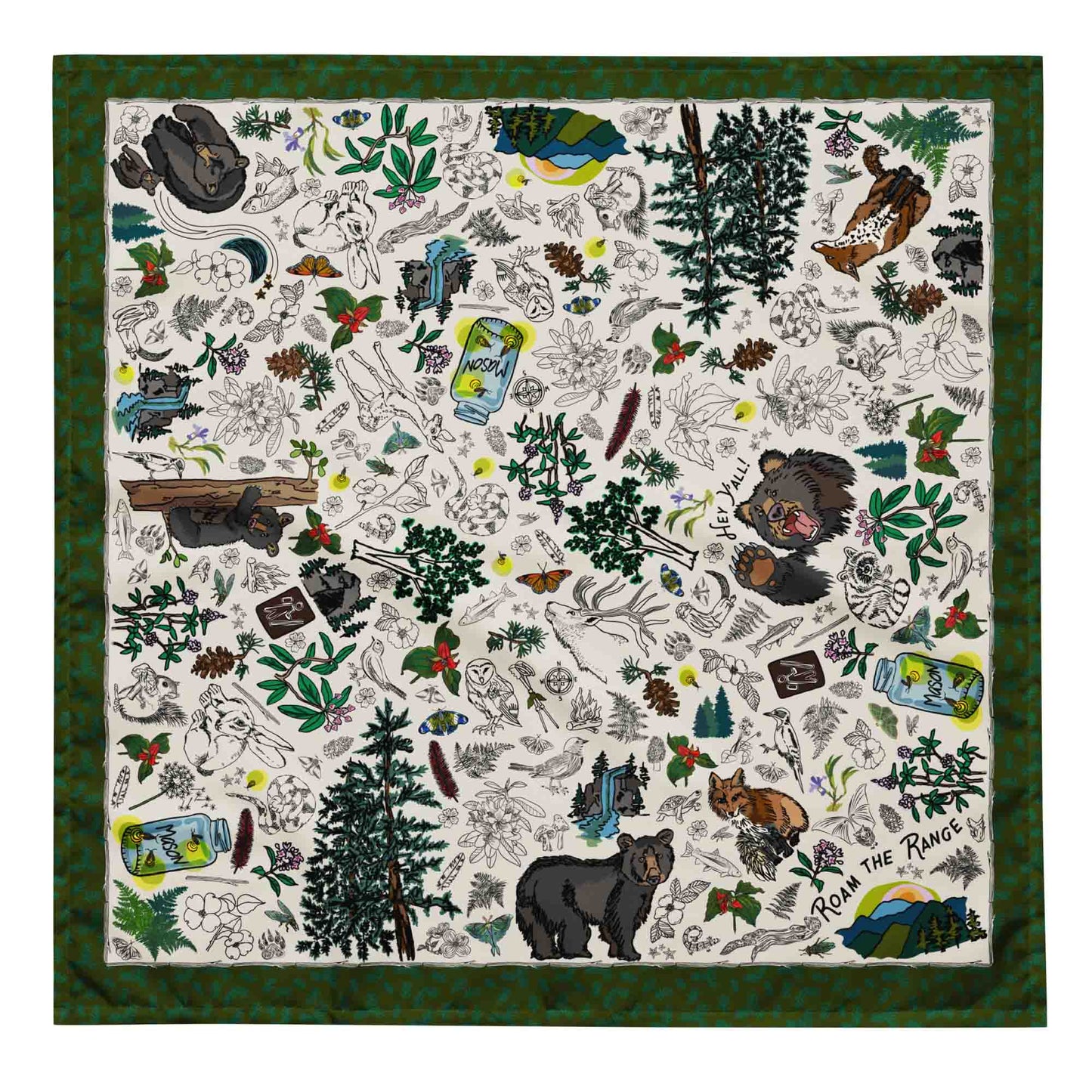 Mountain Hikes bandana in the large size which is 25x25 inches square.
