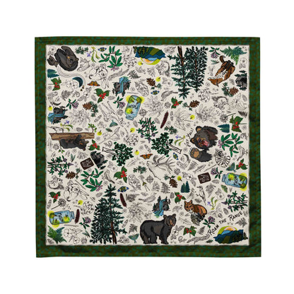 Mountain Hikes bandana in the medium size which is 21x21 inches square.