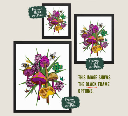 This image shows the three available sizes, which are 8x10, 11x14, and 16x20. This image shows them all in black wood frames.